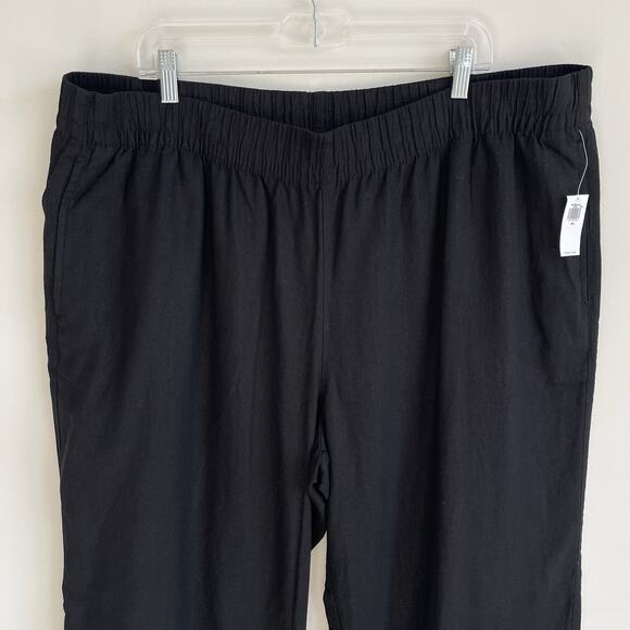 Old Navy Women's XXL Linen blend Wide Leg Pull On Pants Comfort Waist Black - Picture 2 of 15